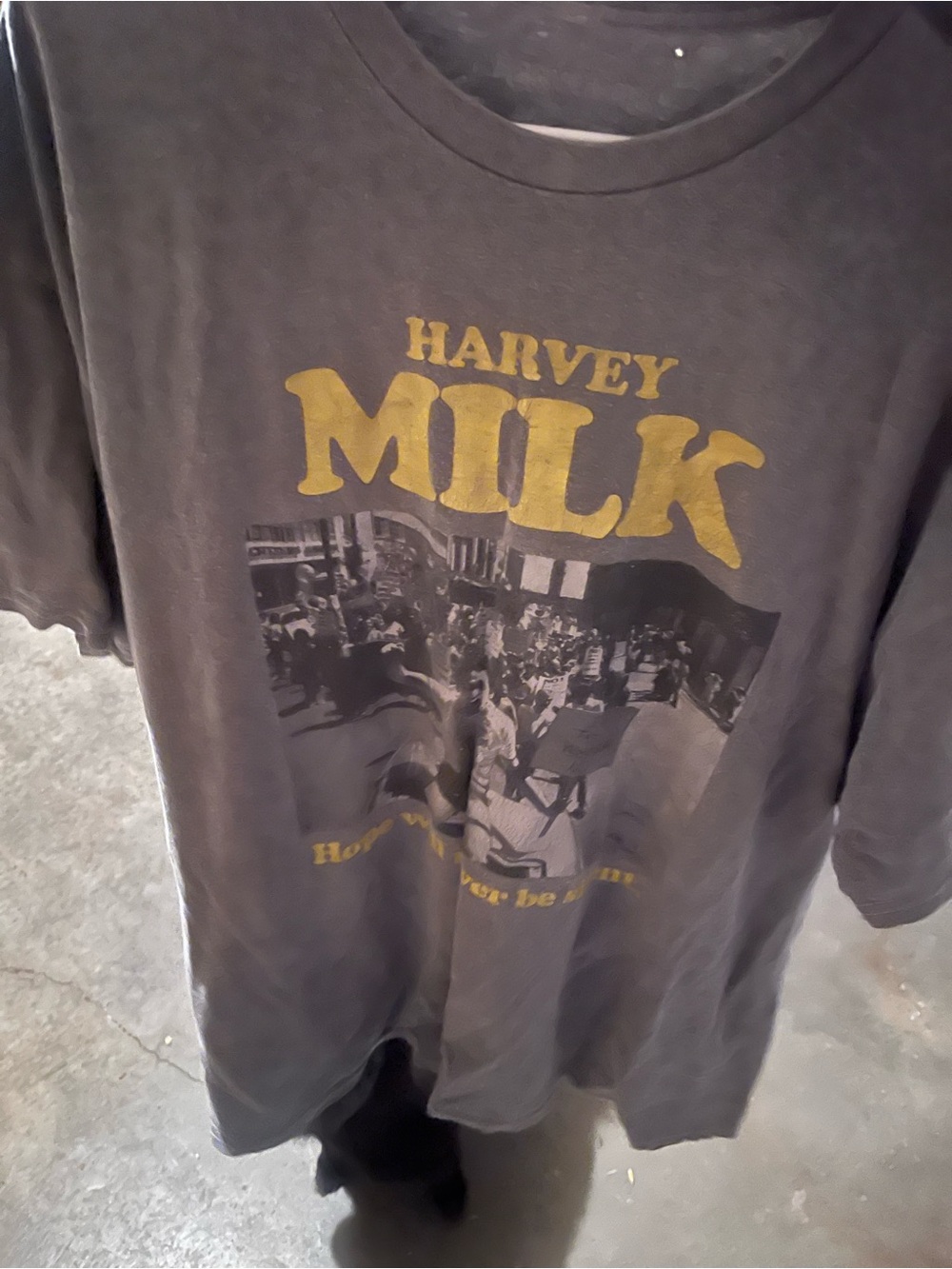 Harvey Milk Graphic Tee in Black with Gold Print